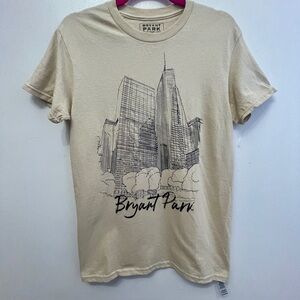 Bryan Park Graphic Skyline T-Shirt Beige Authentic Merch New york City
